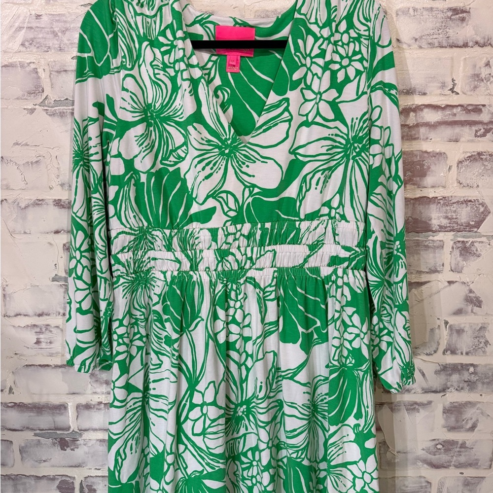 Green and White Floral Dress